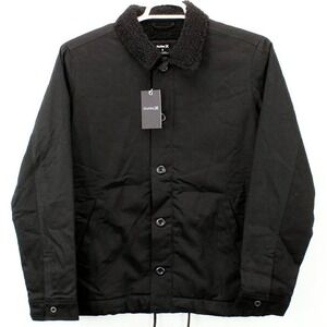 Hurley Men's Black Sherpa Lined Trucker Jacket Size S Work Heavy
